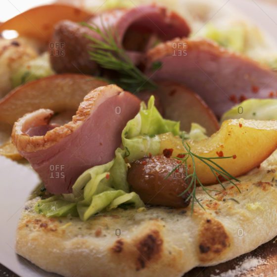 A close up of food on top of a plate.