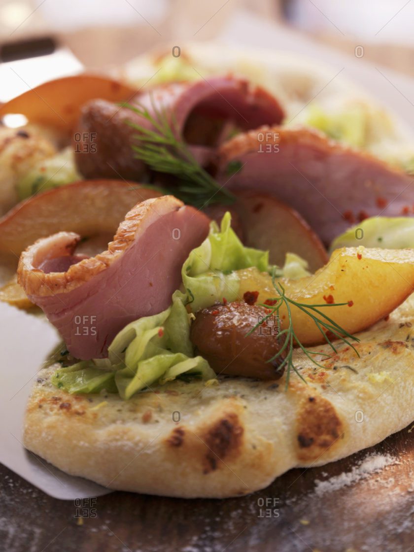 A close up of food on top of a plate.