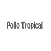 A black and white image of the word polo tropical.