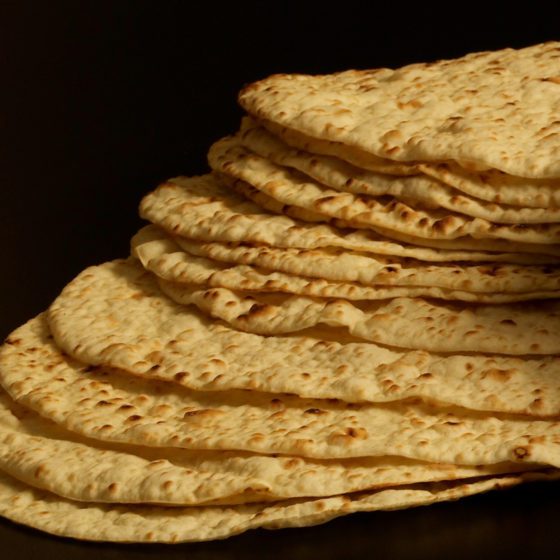 A stack of tortillas on top of each other.