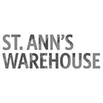 A black and white photo of the st. Ann 's warehouse logo